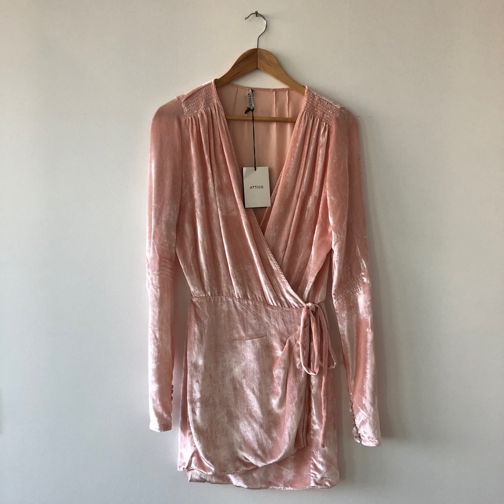 Attico Anjelica Velvet Wrap Mini-Dress